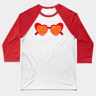 Retro 60s LOVE Heart Shaped Sunglasses Baseball T-Shirt